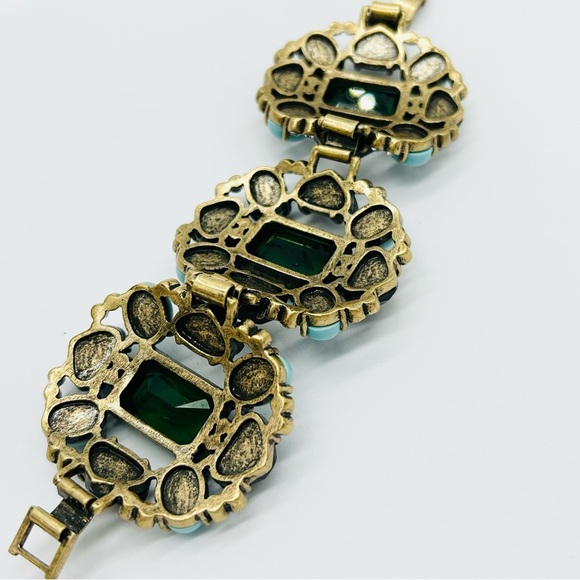 J. Crew Vintage Black Green Blue Jeweled Bracelet - Picture 3 of 5